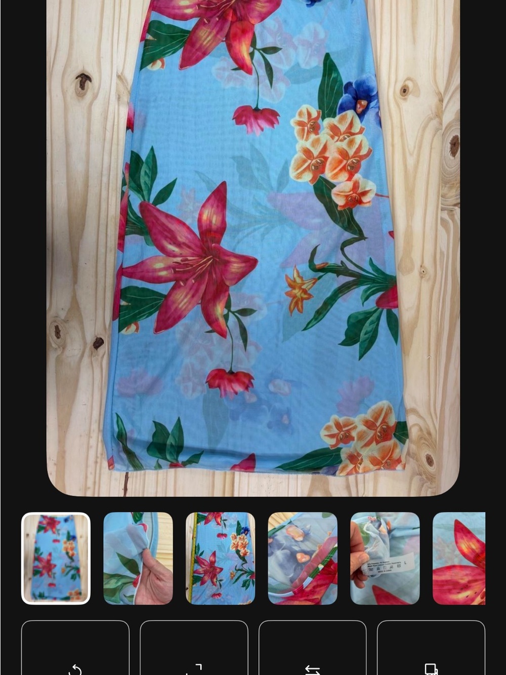 Sky Blue Floral Swim Sarong Cover-Up